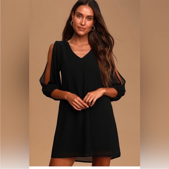 Lulu's Classic Black Sheer Long Sleeve Dress - Picture 3 of 8